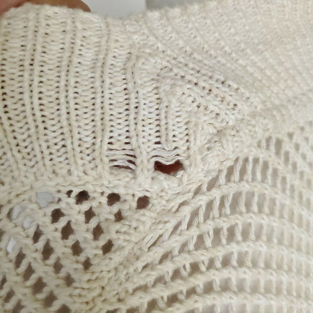 Roxy Beige Crochet Knit Open Front Cardigan Sz. M - Picture 10 of 10